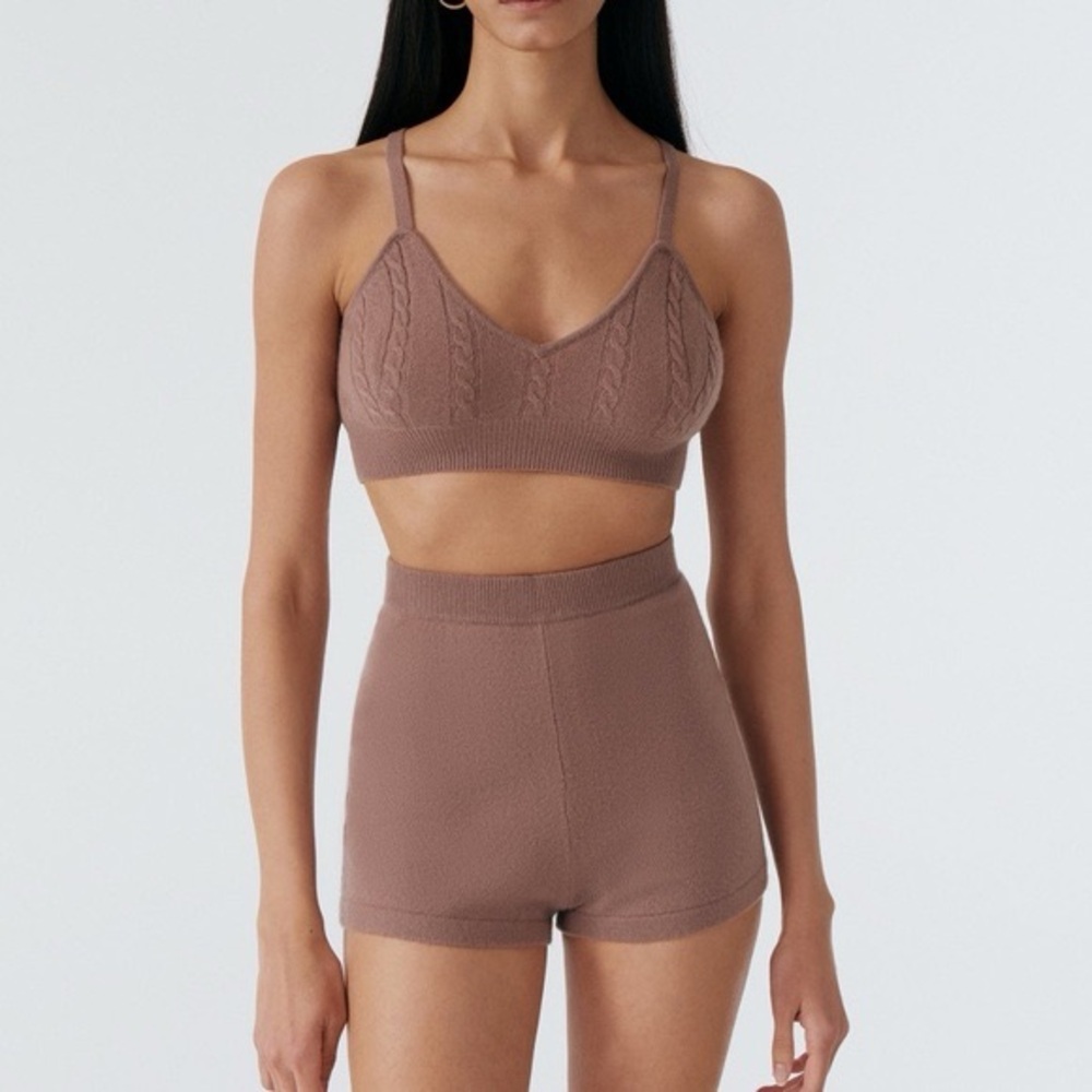 else Tan High Waist cashmere Shorts